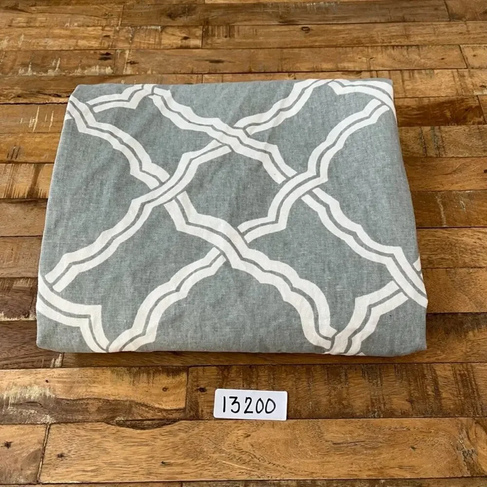 Pottery Barn Kendra Trellis Linen Blend Curtain Panel 50 x 96 in Gray/Blue